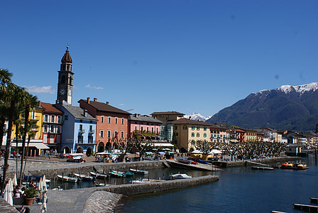 Ticino, Ascona, Sveitsi, pankki, Lake, Euroopan, arkkitehtuuri