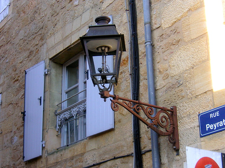 Frankrig, fransk, gaslampe, gas, Street, Old street, vintage lampe