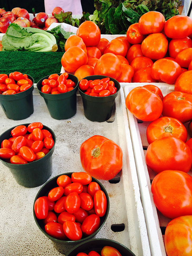 veggies, tomatoes, farmers market, vegetable, ripe, market, organic