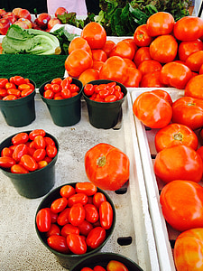 veggies, tomate, mercado de agricultores, vegetal, maduras, mercado, orgânicos
