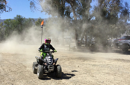 ATV, Quad, Motocross, Motorsports, Rider, jeunesse, poussière