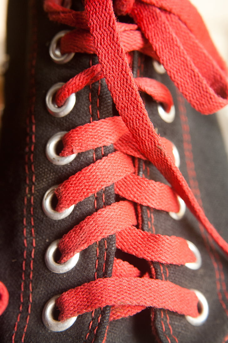 Converse, tkaničky, černá, boty, červená, tenisky, móda