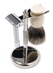 conjunto de barbear, pincel de barba, Razor, barbeiro, escova, barbearia, equipamentos