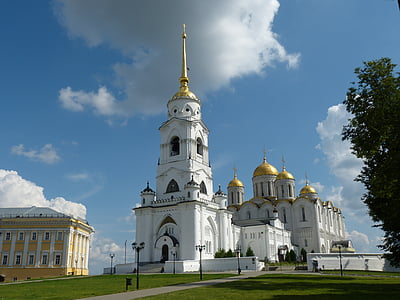 Kościół, Kopuła, Wieża, Złoty, Rosja, Vladimir, prawosławny