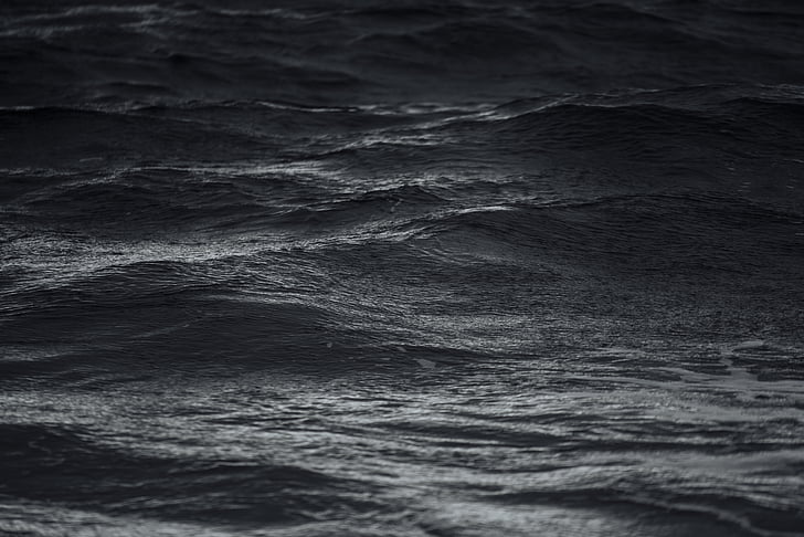 tijelo, vode, oceana, more, valovi, crno i bijelo, pozadina