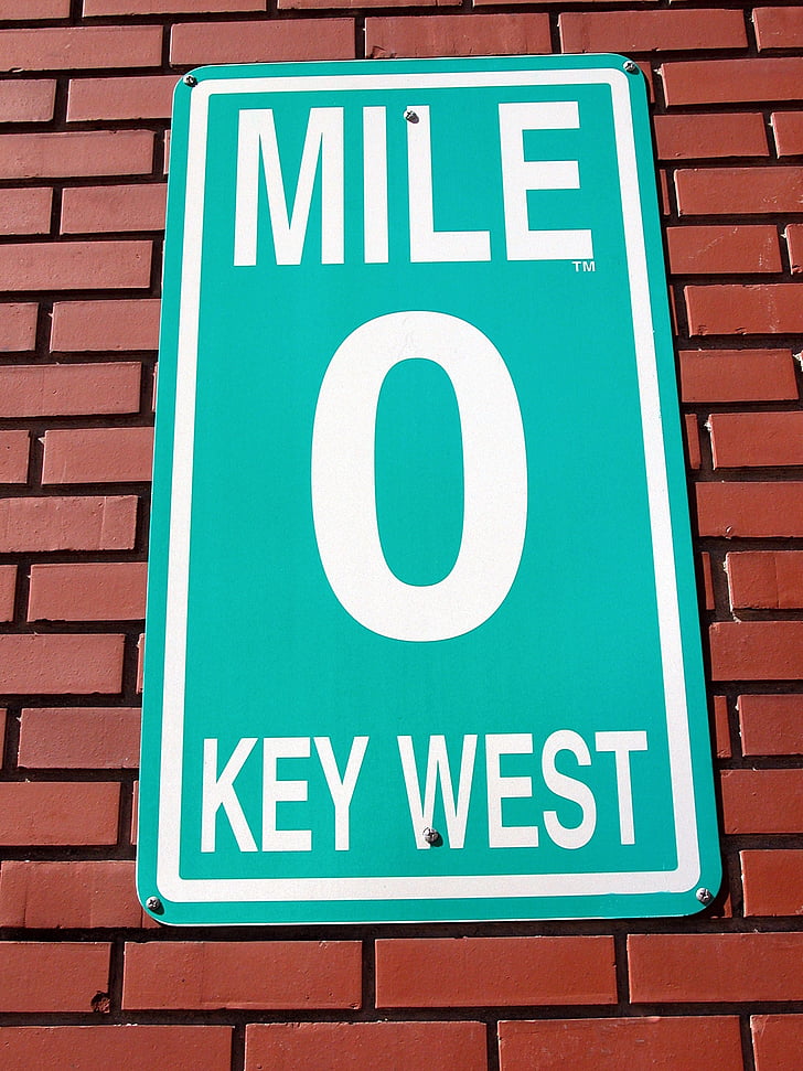 mile marker zero, znak, Key west, Florida, tło, tło, znacznik