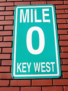 Mile marker null, märk, Key west, Florida, taust, taustaks, marker