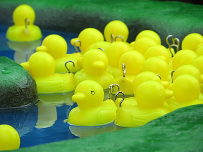 hook-a-duck, funfair, yellow, duck, plastic, carnival, prize