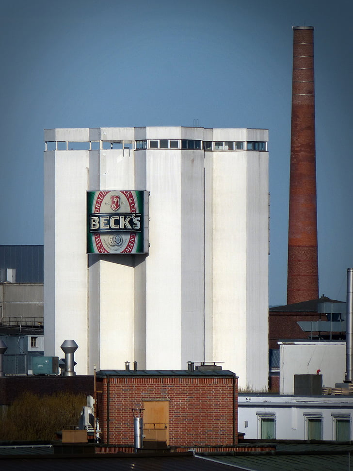 Becks, alus darītava, rūpniecība, alus darītavas iekārtas, alus, alus darītava tornis, skurstenis