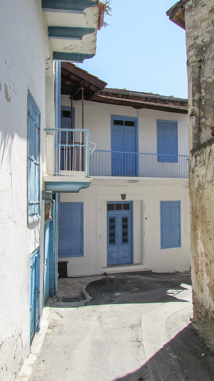 Backstreet, ciems, māja, vecais, arhitektūra, tradicionālā, Kipra