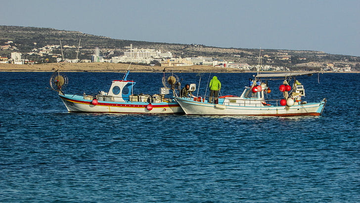 Chipre, Ayia napa, barco de pesca, pescador, mar, paisaje, pesca