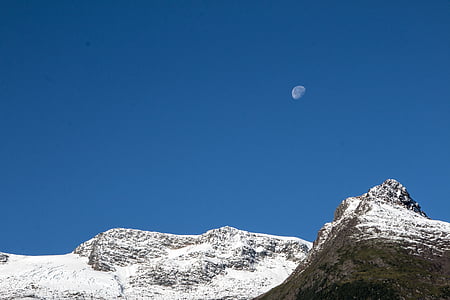 краєвид, місяць, Гора, Природа, небо, сніг, на відкритому повітрі