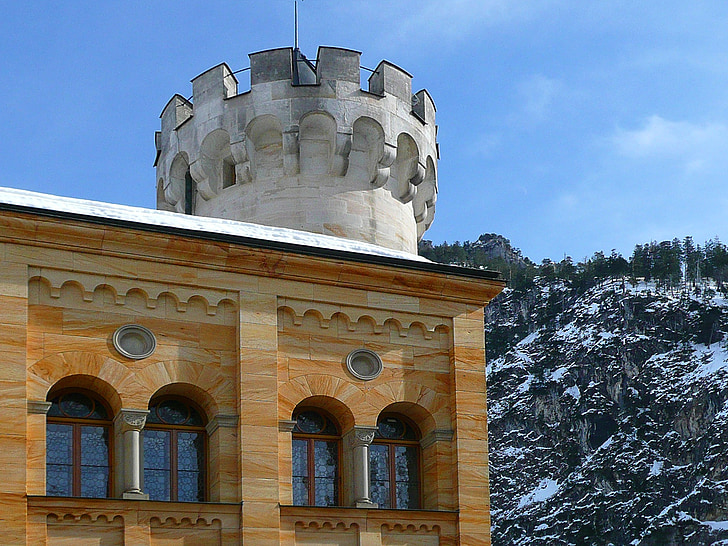 Hohenschwangau, stengt, slottet, steder av interesse, Bayern, Füssen, tårnet