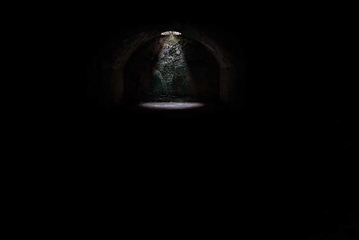 tmavé, ponurej, tunel, podjazd