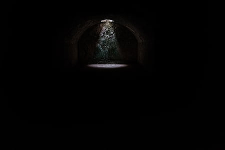 donker, somber, tunnel, voetgangerstunnel