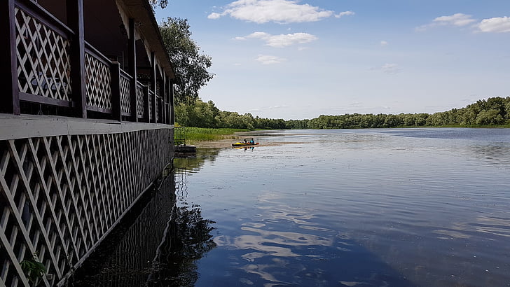 Rzeka, wody, zaścianek, rzęsy, Natura, Łódź, krajobraz