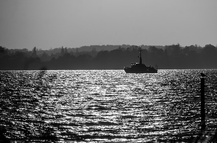 beach, evening, mood, ship, sydfyn, marine boat, black and white