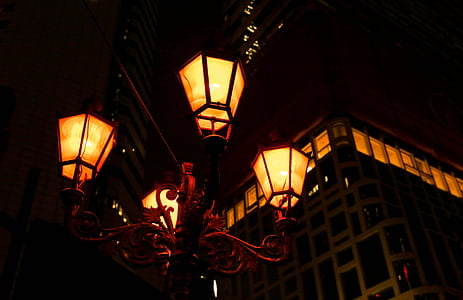 iluminação, luzes da rua, à noite, cidade, à noite, luz, atmosfera