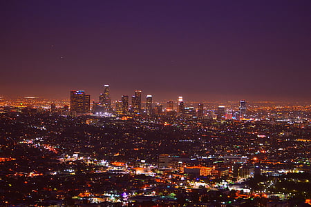 Λος Άντζελες, στον ορίζοντα, ΗΠΑ, διαμονή, νύχτα πόλη, Εκδρομή σε πόλη, φώτα νύχτας