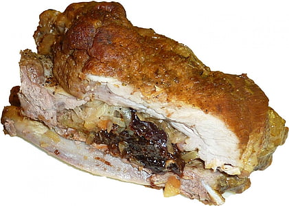 roast pork, fry, rib roast, filled, meat, eat, food