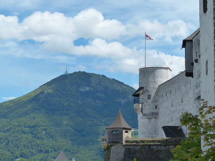 pevnost Hohensalzburg, hrad, pevnost, orientační bod, Salzburg, Rakousko, město hill