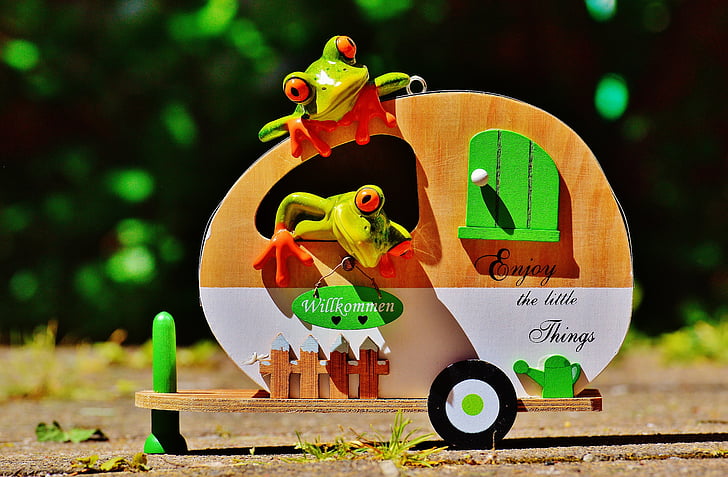 frogs, caravan, funny, travel, luggage, trolley, holidays