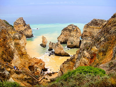 laut, Pantai, Algarve, dipesan, Atlantik, batu, tebing