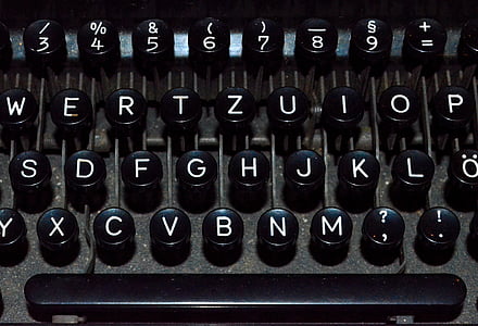machine à écrire, clavier, Historiquement, vieux, gros plan, congé, Bureau