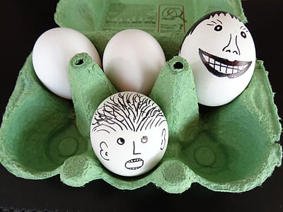 egg, painted, faces, funny, egg carton, chicken eggs, egg packaging
