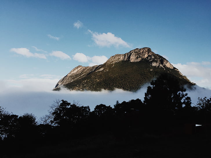 clouds, fog, landscape, mountain, mountain peak, nature, rocky mountain