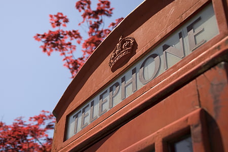 hívás mezőben, Anglia, Nagy-Britannia, London, telefonfülke, piros, telefonfülke