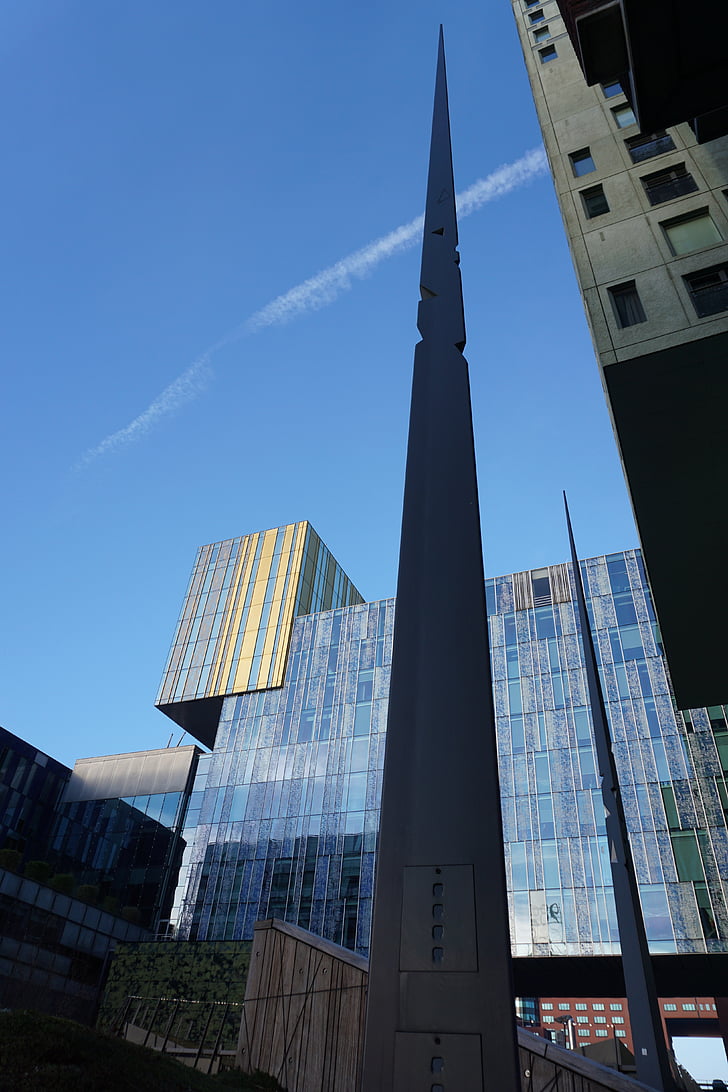 perspektíva, Rotterdam, pontok, épületek, építészet, design, szűk