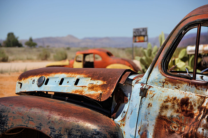 acero inoxidable, Namibia, chatarra de, Automático, antiguo, oxidado, vehículo