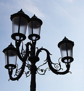 lamppost, light, lighting, city, sky, road, lights