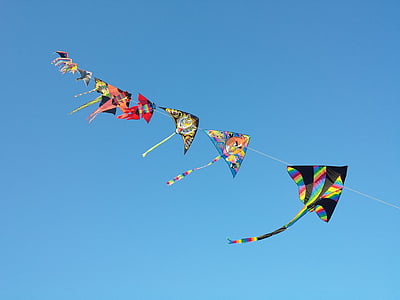 Sky, drakar, dom, vind, flygande, Kite - leksak, blå