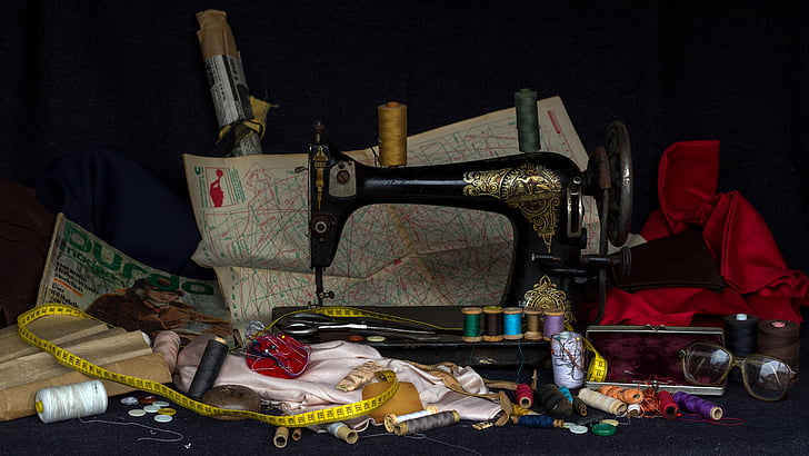 スティル ・ ライフ, 糸, ボタン, 物質, 古い, nähutensilien, 縫う