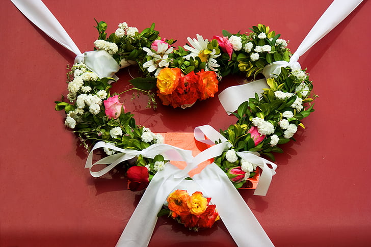 wieniec, kwiaty, ślub, Dekoracja, kwiatowy, ornament, wiosna