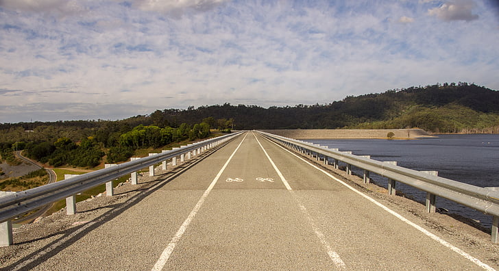estrada, barragem, água, Lago, Queensland, Austrália