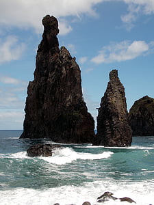 sea, island, atlantic, rock, cliff, ocean, wave