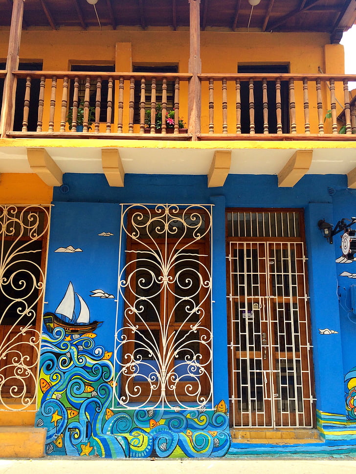 Cartagena, Kolumbia, Street art, Dél-Amerika, város, Art, történelmi