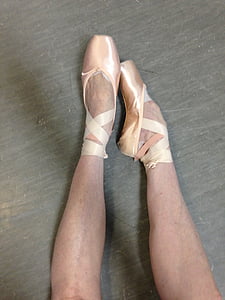 балет, Поен, крака, сатен, панделки, розово, Момиче