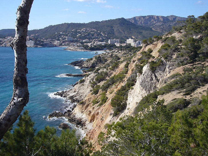 Mallorca, eltelt, óceán, rock, Bank, Beach