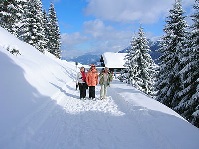 iarna, zăpadă, zafernahütte, femei, rece, soare, Kleinwalsertal