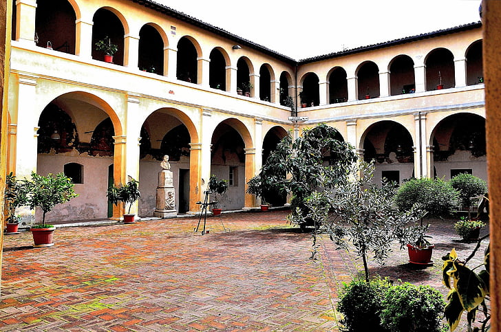 Portici, pasāža, klostera, vecā pils, arhitektūra, seno, Borgo