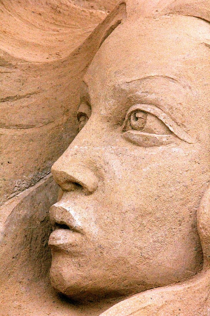 face, art, sand, statue, sculpture