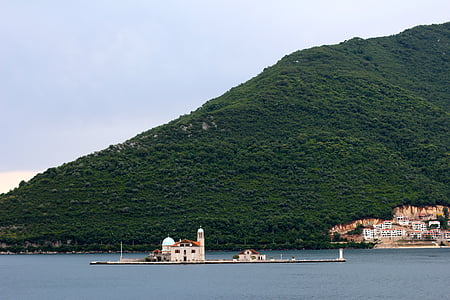 Ilha, pequeno, água, locais de interesse, férias, Montenegro, Turismo