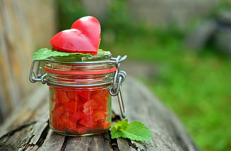 se résument, jar, paprika, coeur, coeur rouge, légumes, poivron rouge