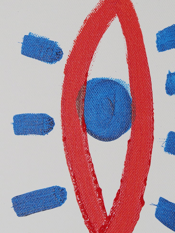 image, paint, painting, eye, red, blue, abstract