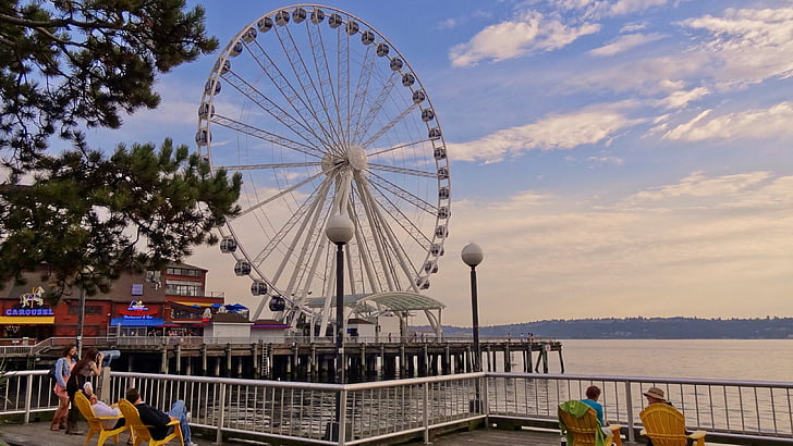 Hoa Kỳ, Mỹ, Seattle, Ferris wheel, bánh xe, vui vẻ, công viên xe