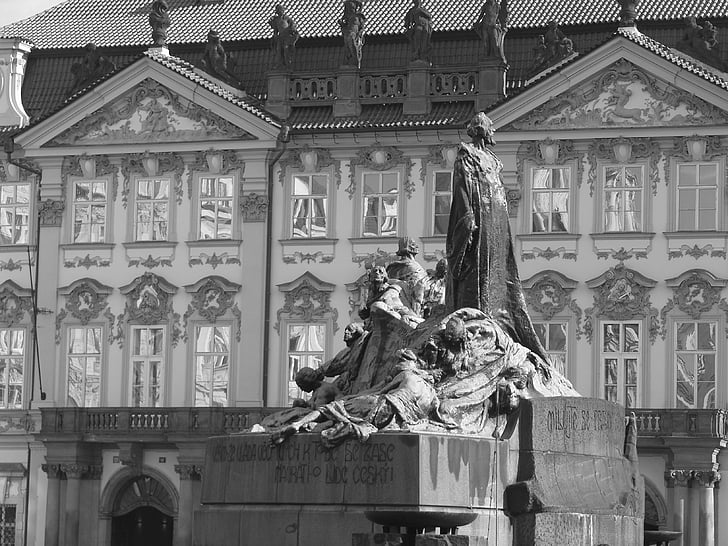 Jan hus monument, Prag, skulptur, gamla stan, utrymme, Tjeckien, arkitektur
